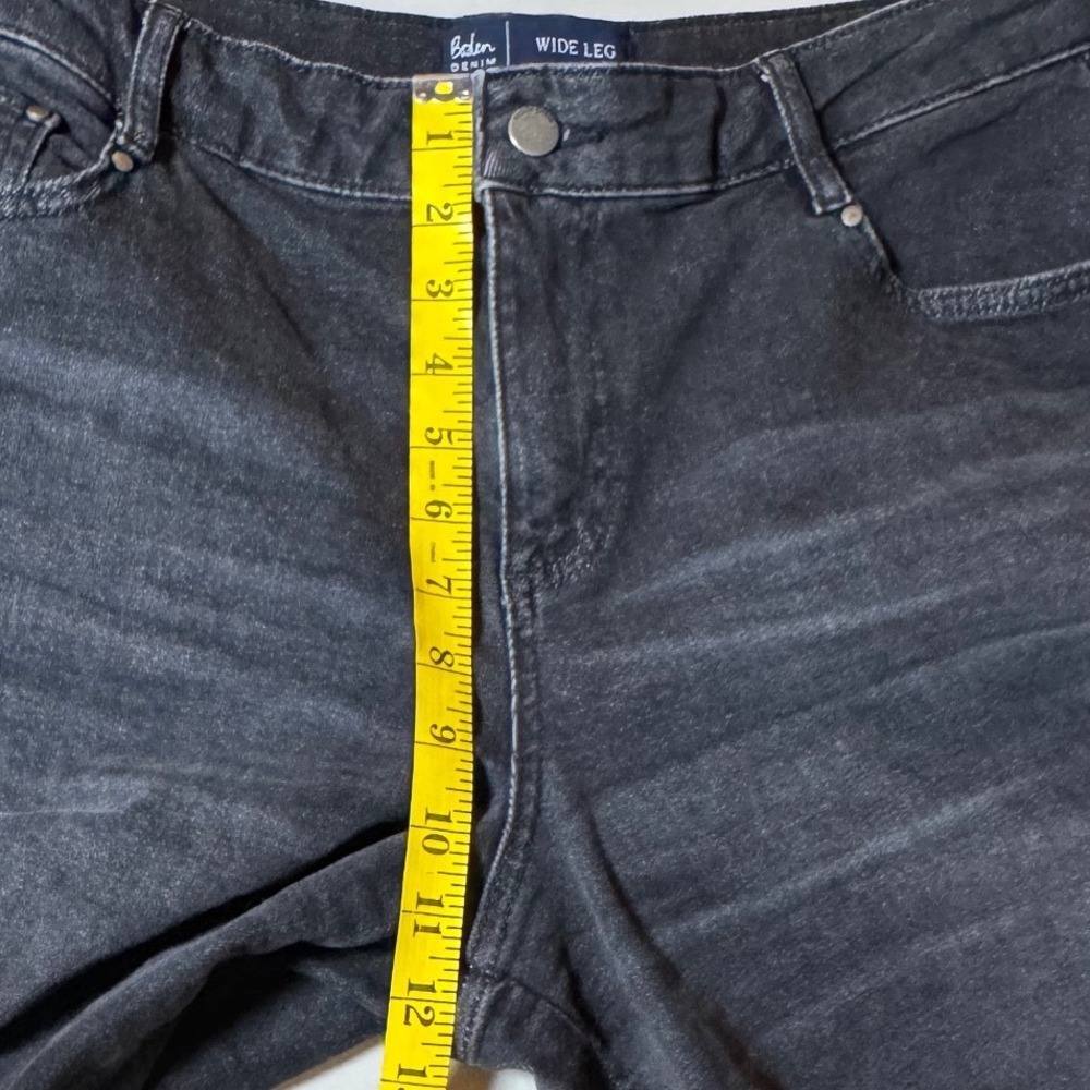 Boden Wide Leg Jeans Womens 8R Black Denim High Rise Relaxed Minimalist Classic - Picture 6 of 8